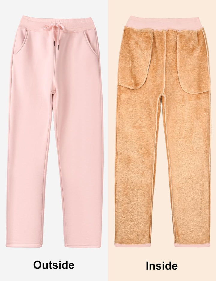 Svanco Damen Warme Jogginghose Thermo Fleece Gefütterte Winter Hosen Lamm Plüsch Kordelzug Sweathose