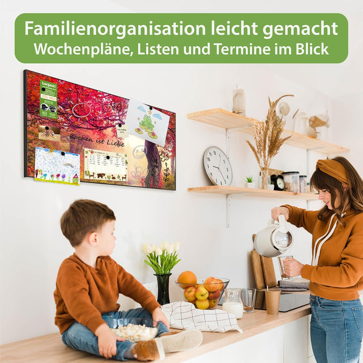 banjado Magnettafel schwarz 78 x 37cm / Magnetwand Metall/Magnetpinnwand als Memoboard/Pinnwand Magn