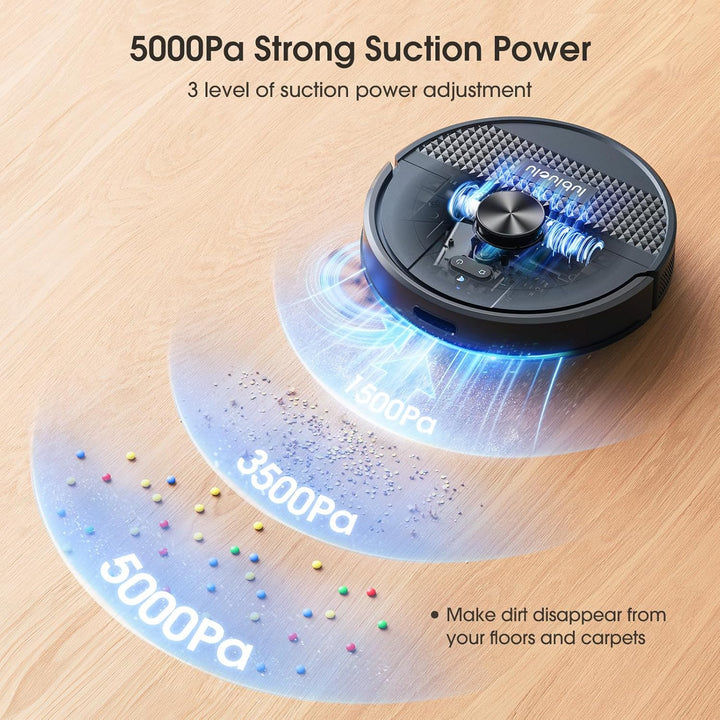Lubluelu Saugroboter mit Wischfunktion 3-1, 5000Pa Staubsauger Roboter mit Lasernavigation, 54 dB Ro