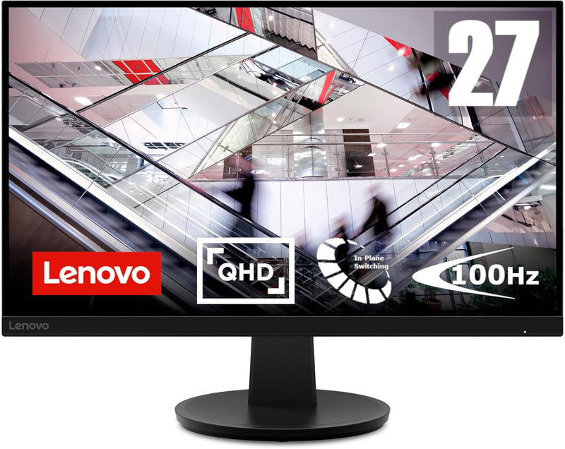 Lenovo N27q | 27" QHD Monitor | 2560x1440 | 100Hz | 300 nits | 4ms Reaktionszeit | HDMI | DisplayPor