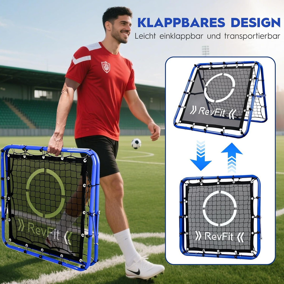 Rebounder für Fussball – Verstellbares Doppelseitiges Rebounder-Netz mit Ziel, für Fussball, Basebal