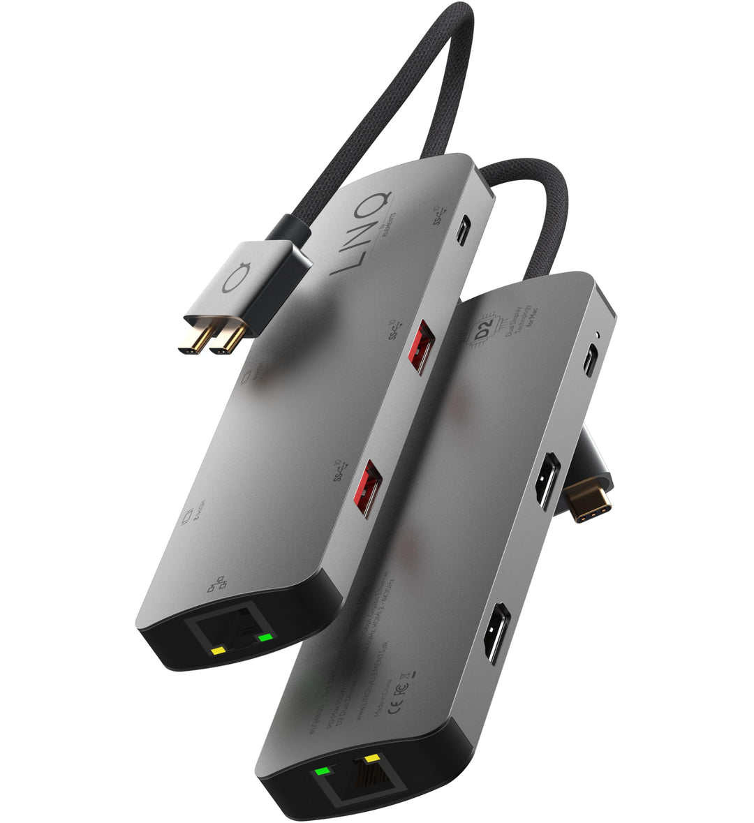 Linq Connects 7in2 Pro USB-C 10gbit/s Hub, Dual 4K HDMI-Ethet für M1/2, 4K HDMI 1/2, HDMI 2.0, bis 4