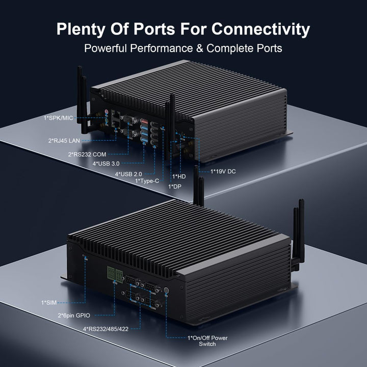 WEIDIAN Industrie PC, Mini PC Win 11 Pro Core i5-10210U DDR4 8GB RAM 256GB M.2 SSD Dual Ethernet, 6
