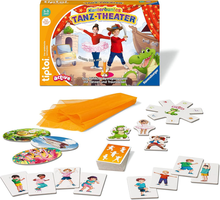 Ravensburger tiptoi® Active Spiel 00128, Kunterbuntes Tanz-Theater, Bewegungsspiel ab 3 Jahren