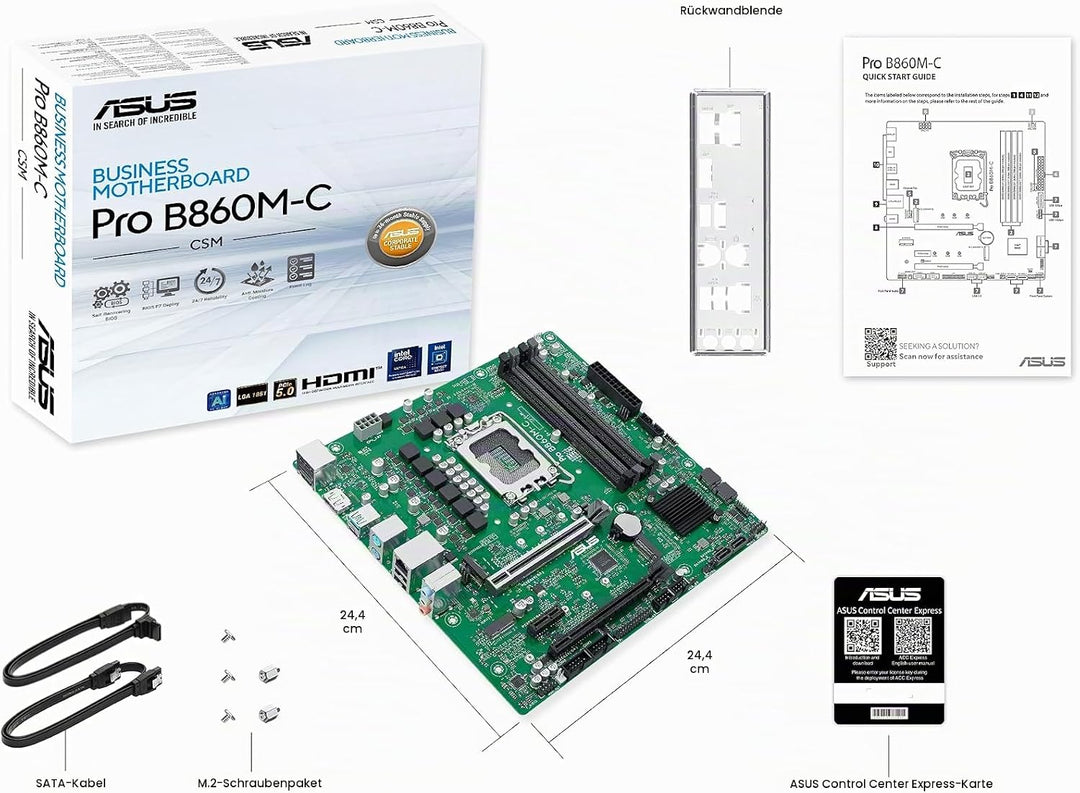 ASUS PRO B760M-C CSM Business Mainboard Sockel Intel LGA 1700 (mATX, CSM, Control Center Express, CO