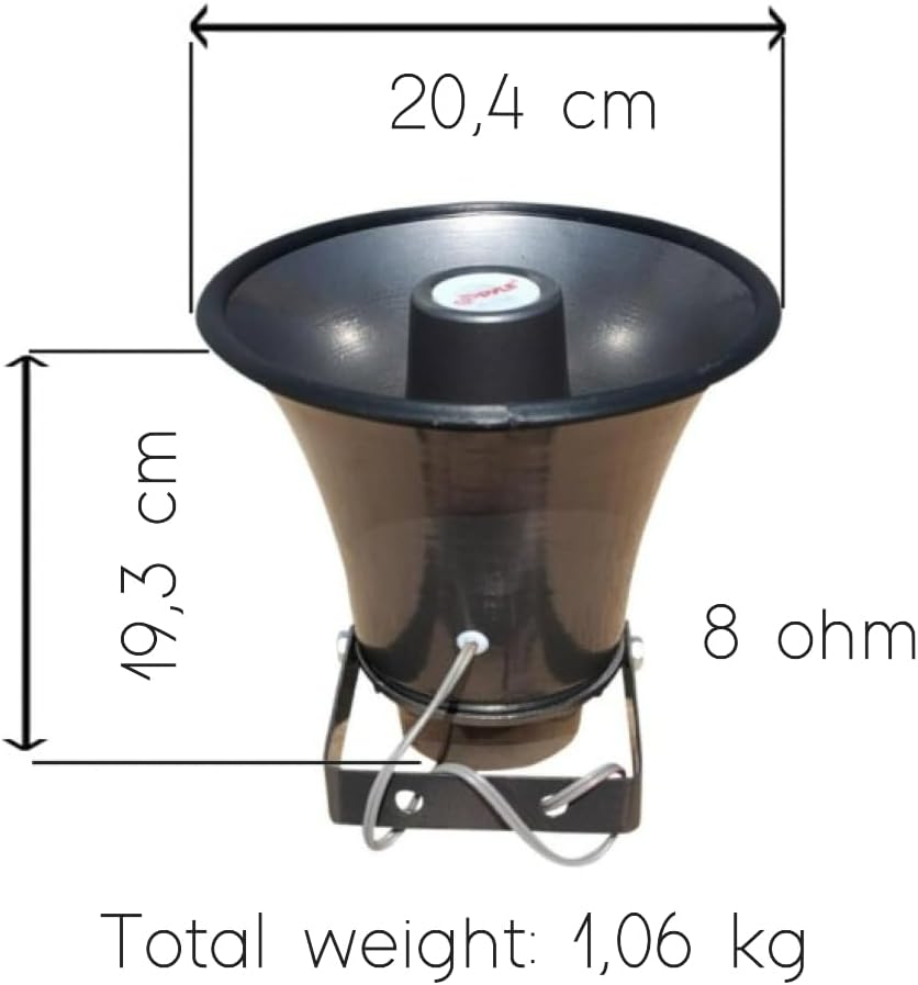 GK SOUND 1 Megaphon PHSP8K Grauer Hornlautsprecher für drinnen und draussen, 50 Watt maximale Impeda