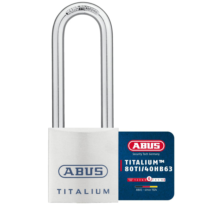 ABUS Titalium Vorhängeschloss 80TI/40HB63 - mit hohem Bügel - Kellerschloss mit leichtem, massiven S