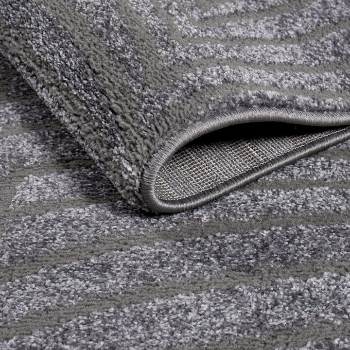 carpet city Teppich Wohnzimmer 160 cm Rund - Anthrazit, Grau - Kurzflor, 3D-Effekt, Glanzgarn - Geo-