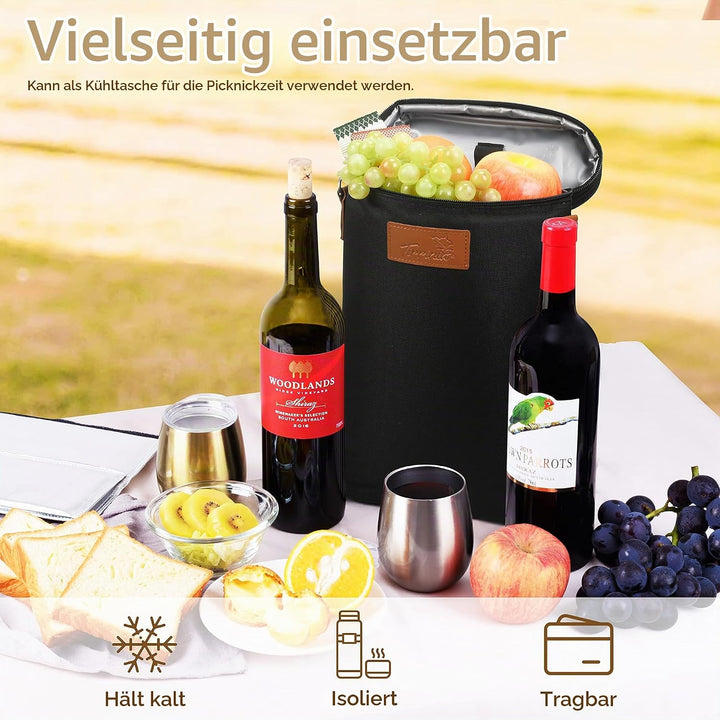 Kato Tirrinia 2 Flaschen-Eisbeutel, isolierter Weinbeutel, tragbarer Wein-Eisbeutel mit Gurt für Pic