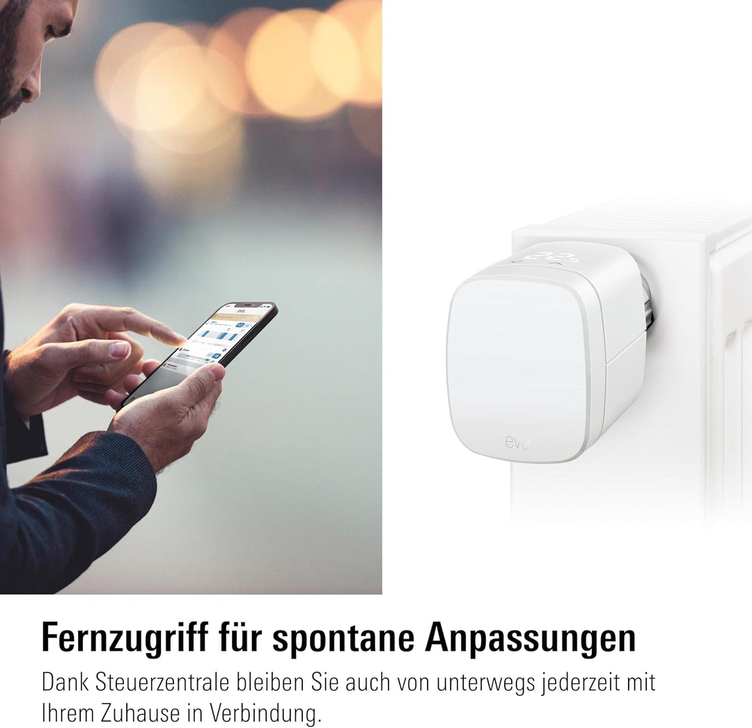 Eve Thermo (Matter, 4. Gen.): Smartes Heizkörperthermostat, LED-Display, Heizkosten sparen, funktion