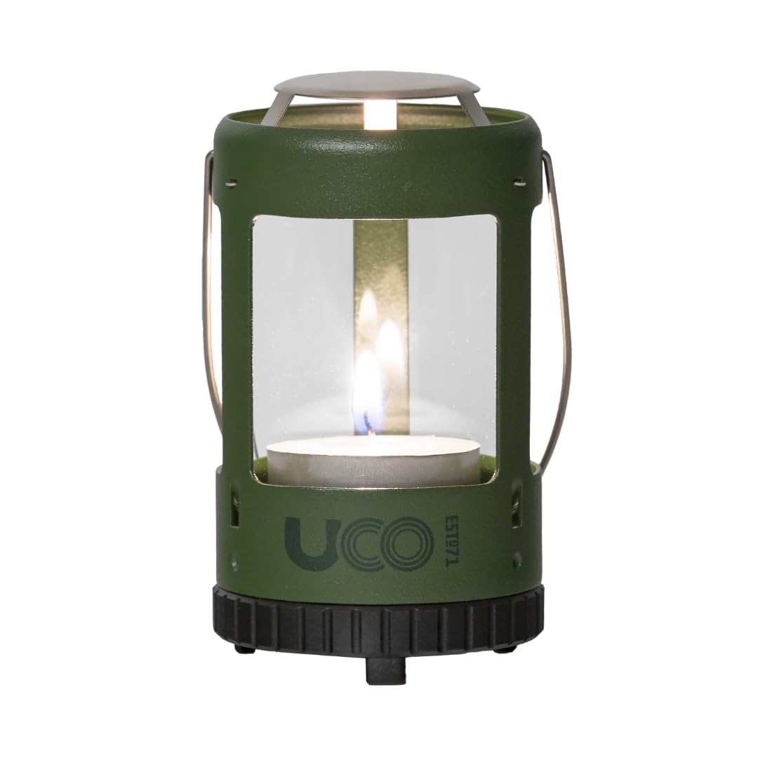 Uco 24359 Outdoor Camping Laterne Mini Kerze Laterne Kit Waldgrün