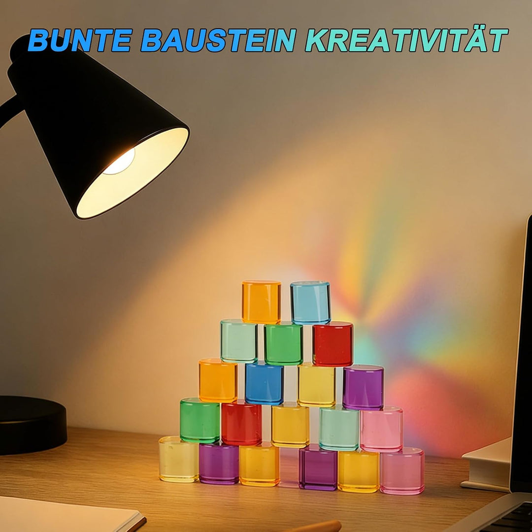 20pcs Acryl Bausteine Kinder - Sensorik Bausteine Jelly Blocks, Lichtbausteine, Montessori Regenboge