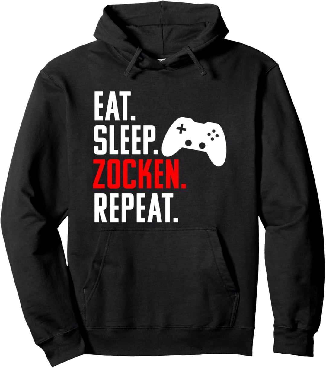 Eat Sleep Zocken Repeat Shirt - Witziges Gamer Fun Geschenk Pullover Hoodie