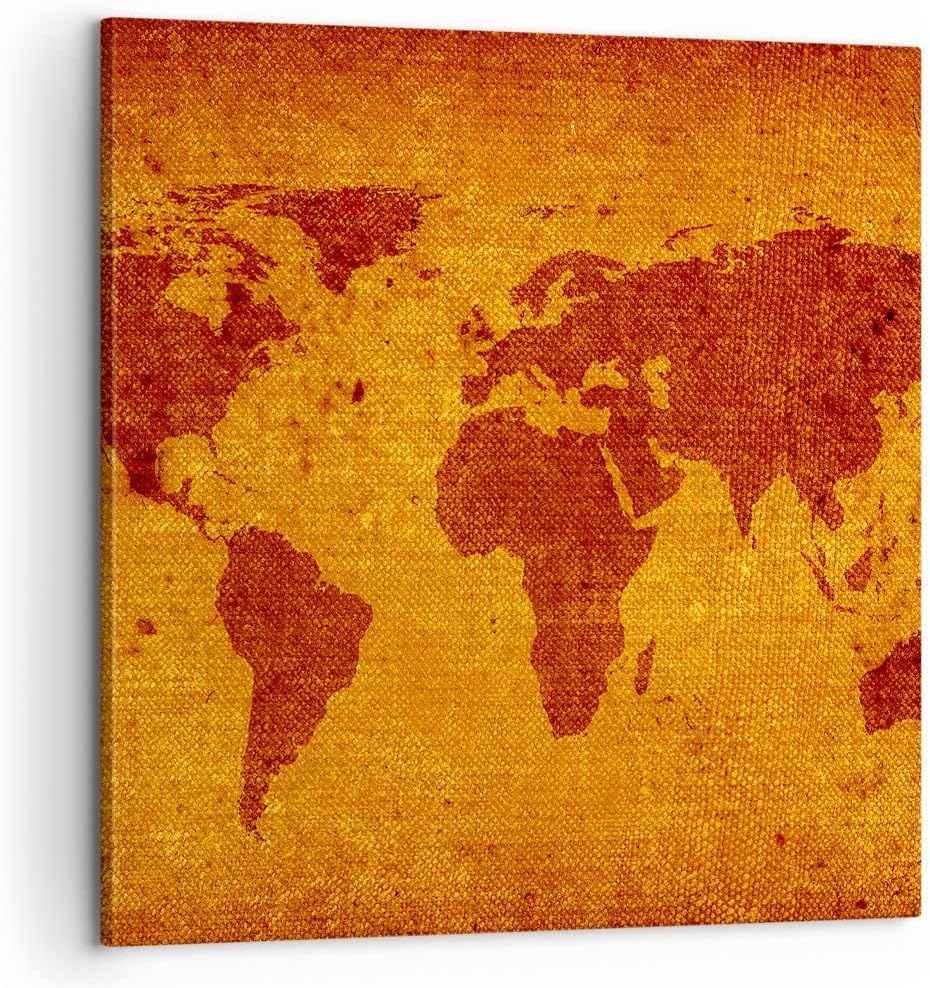 Bilder auf Leinwand Alte Karte Kontinente Reisen Welt Leinwandbild 60x60cm Wandbilder Dekoration Woh