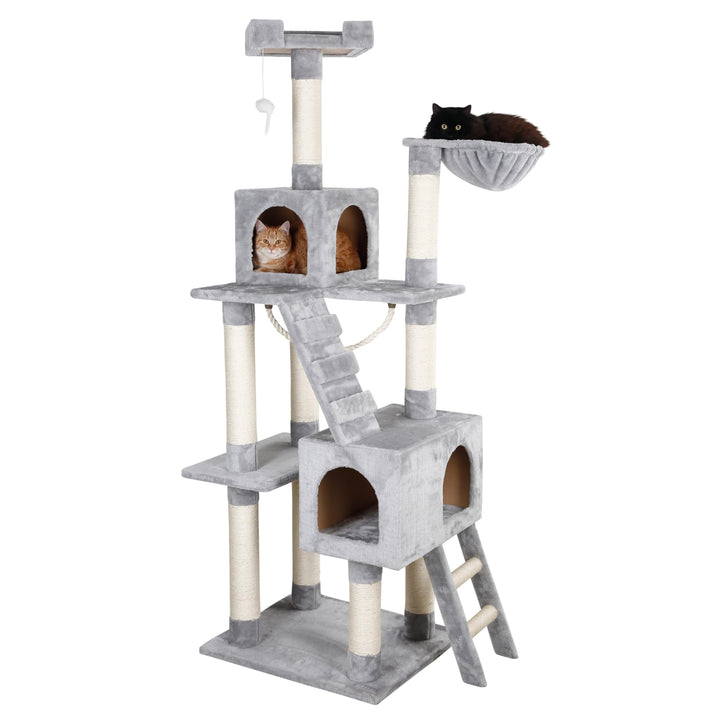 Kerbl Pet Kratzbaum Square, Grosser Katzenbaum für mehrere Katzen, Mit verschiedenen Höhlen und Lieg