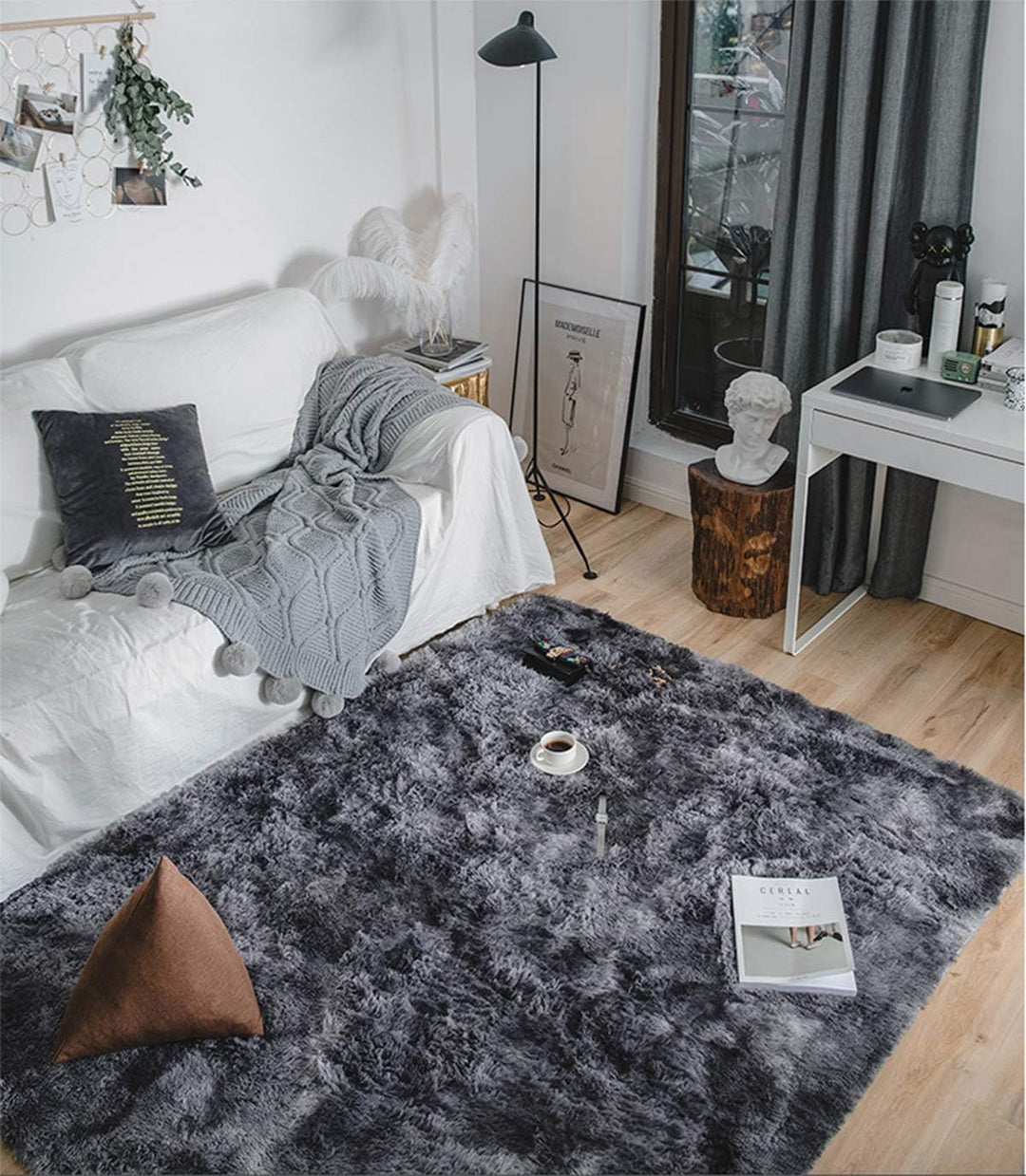Tinyboy-hbq Teppich Wohnzimmer Schlafzimmer Rund Modern Design Shocky Lange Borsten Runde Innen ruts