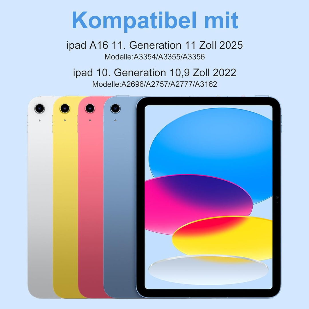 aMZCaSE für iPad 10. Generation 2022/A16 11.Generation 2025 (10,9/11 Zoll) Hülle mit Tastaturhülle,T