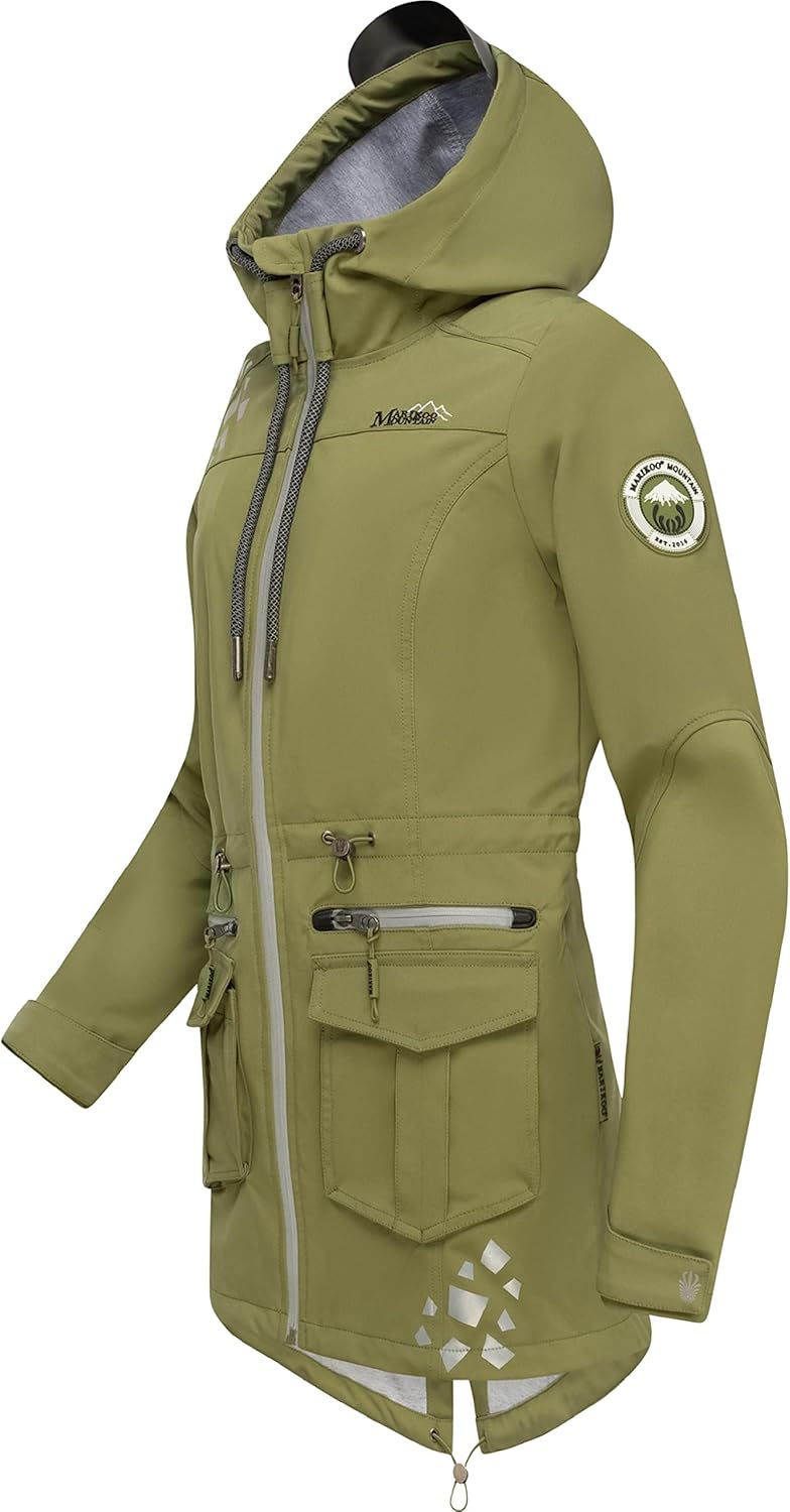 MARIKOO Damen wasserdichter Softshellmantel Softshelljacke Outdoorjacke Übergangsjacke Parka Kapuze