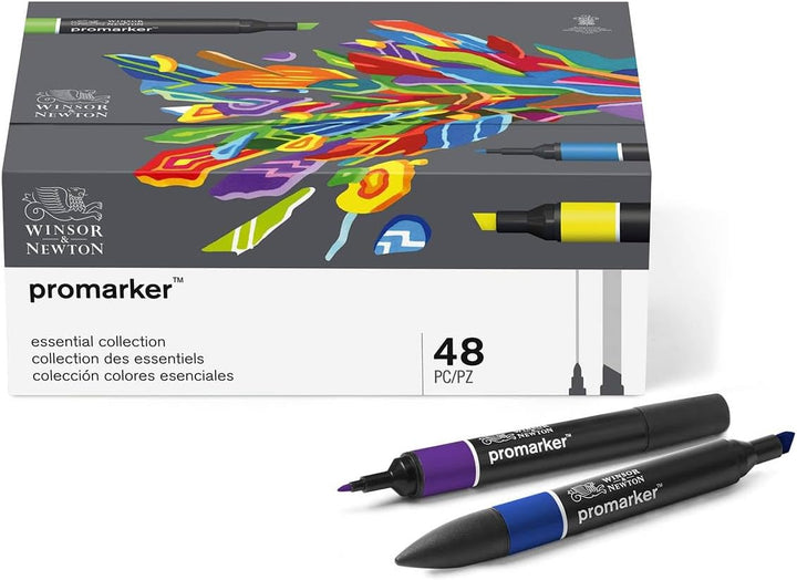 Winsor 290067 & Newton ProMarker Box mit 48 essentiellen Dual-Tip-Markern in verschiedenen Farben Pr