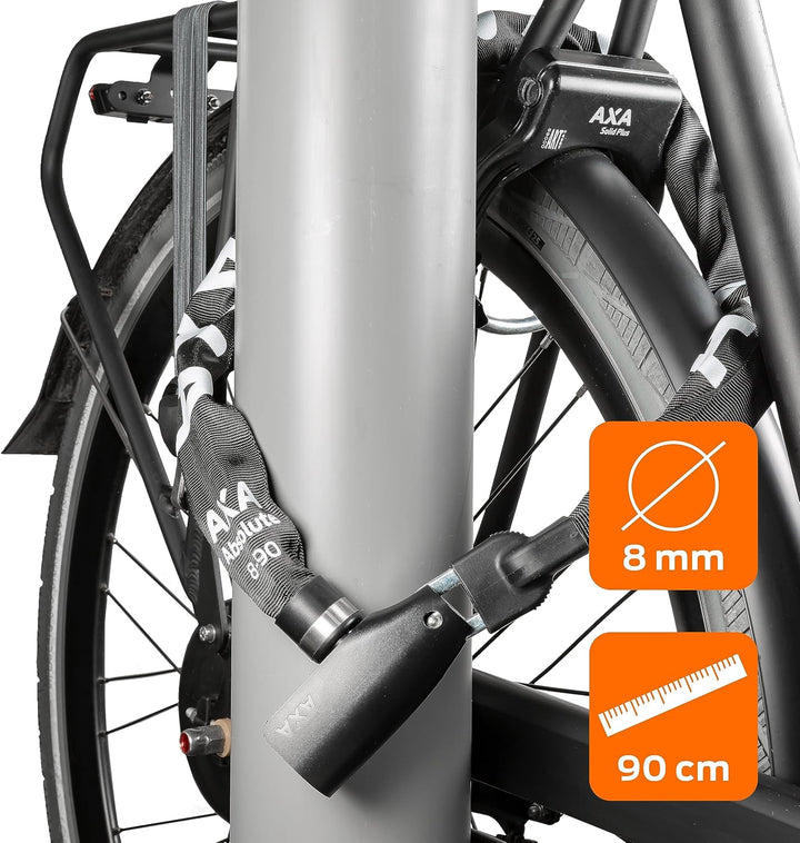 AXA Absolute 8-90 Kettenschloss – Länge 90 cm – Sicherheitsstufe 9 – Stahlglieder 8 mm – Hohe Sicher