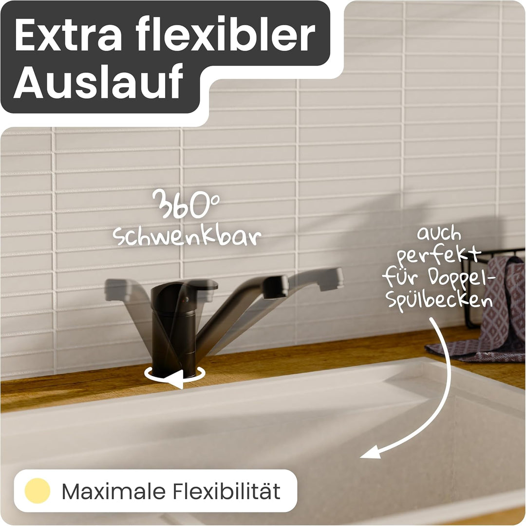 instmaier K1 Küchenaramtur | Schwarz matt | Wasserhahn Küche | Mischbatterie für die Küche | Armatur