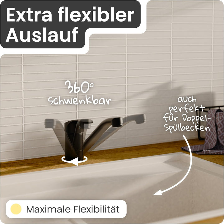 instmaier K1 Küchenaramtur | Schwarz matt | Wasserhahn Küche | Mischbatterie für die Küche | Armatur