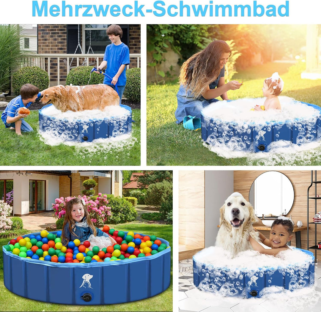 Hundepool für Grosse & Kleine Hunde, Faltbarer Hunde Planschbecken 80 * 30CM Hundebadewanne Stabiler