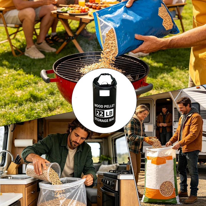 Pelletbehälter für BBQ, Kohlespender mit Fassungsvermögen von 10 kg – wasserdichter Behälter aus Hol