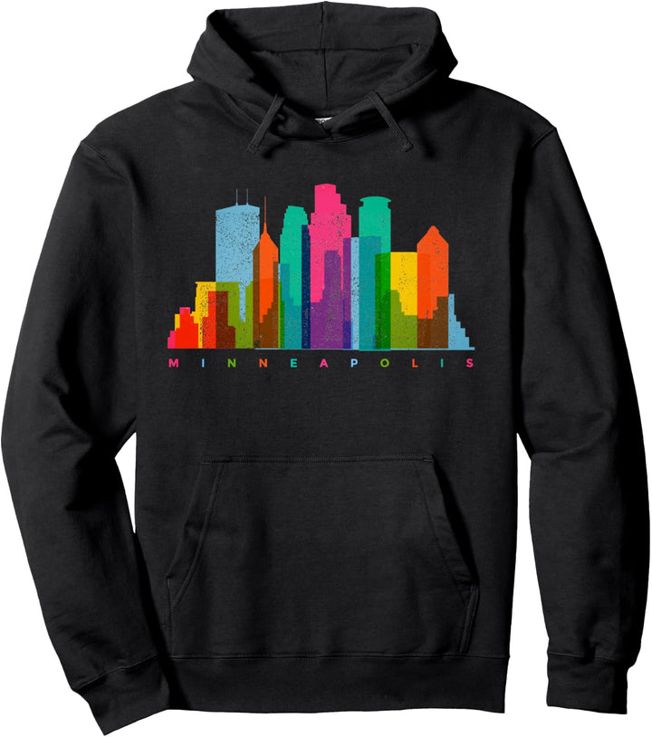 Minneapolis Skyline Minnesota bunt Vintage Minneapolis Pullover Hoodie