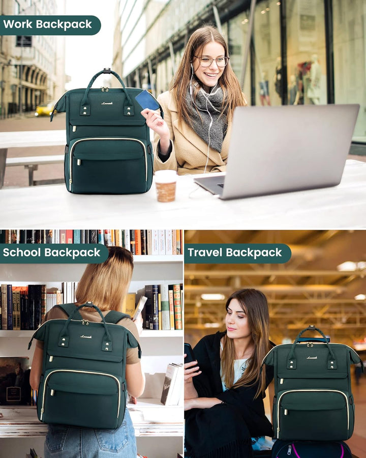 LOVEVOOK Rucksack Damen, Wasserdicht 15,6 Zoll Laptoptasche Gross Daypacks Schulrucksack Mädchen Tee