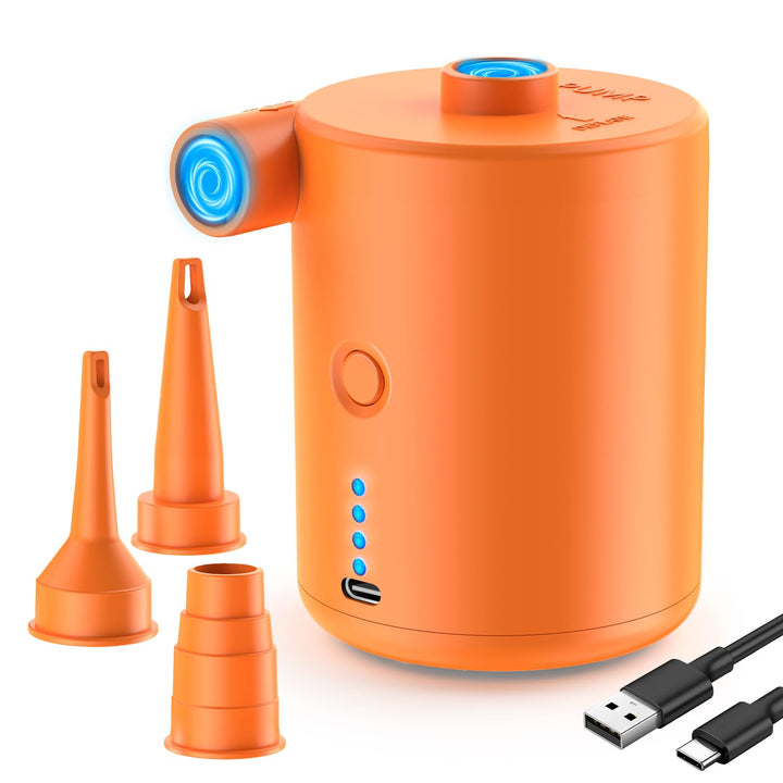 BOSONER Elektrische Luftpumpe mit Akku: 4000 mAh, wiederaufladbare Luftpumpe mit 3 Luftdüsen – schne