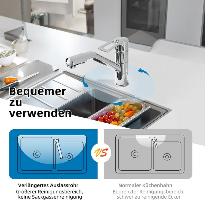 Wasserhahn Küche, Küchenarmatur mit Einhebelmischer, Keramikkartusche mit 360° Drehbarer Spültischar