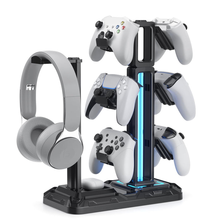 KDD Multi Gaming Headset Halterung mit 9 Lichtmodi - Drehbarer Controller Halter - Universal Kopfhör