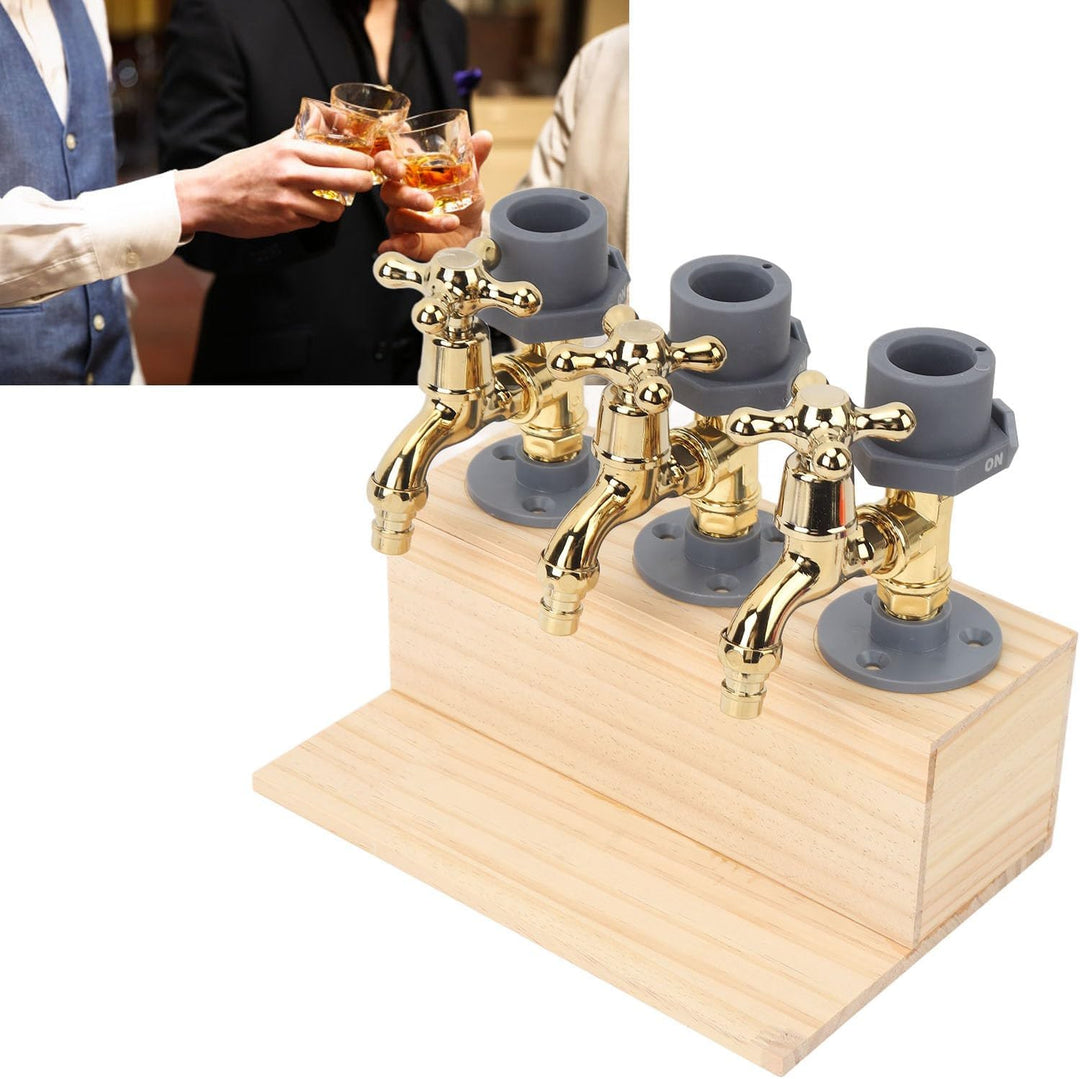 Holzspeicherspender, 3 Plätze Flaschen Whisky -Spender Wasserhahn Formlegierbar Zubehör Getränke -Se