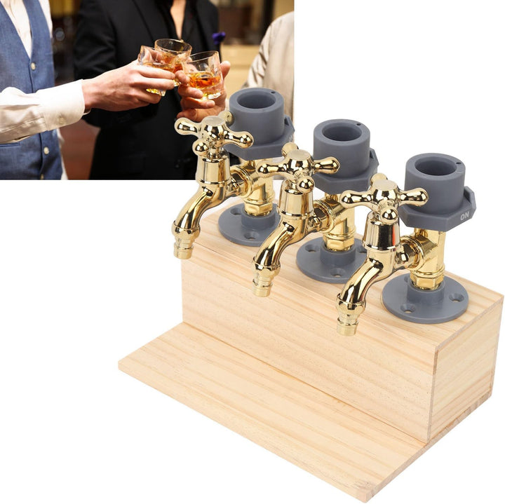 Holzspeicherspender, 3 Plätze Flaschen Whisky -Spender Wasserhahn Formlegierbar Zubehör Getränke -Se