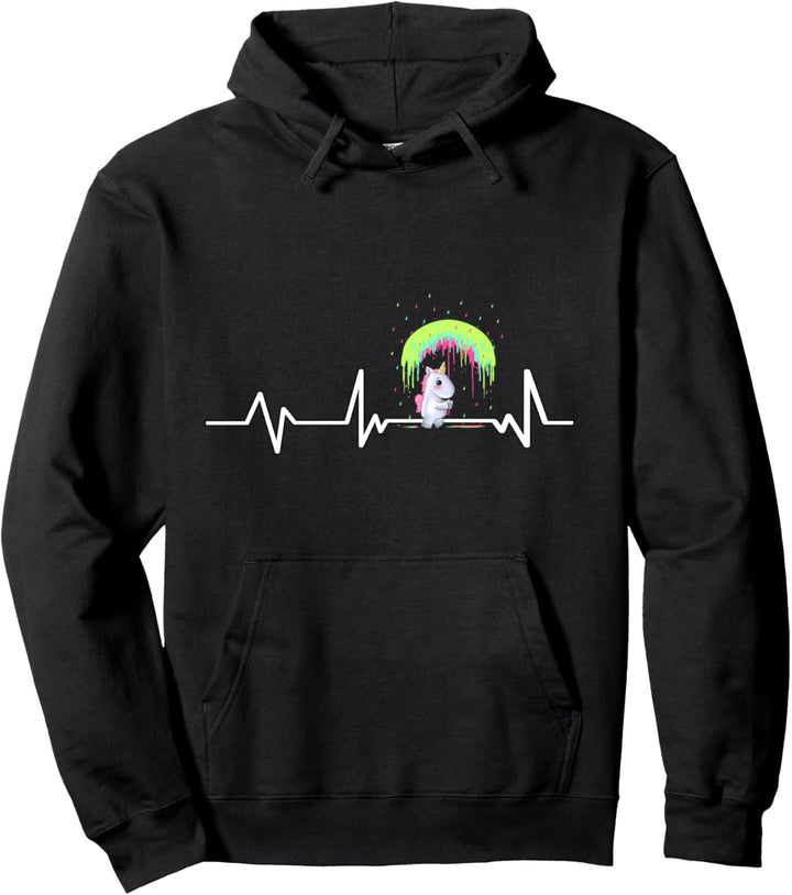 Regenbogen Regen Einhorn Herzschlag Einhorn Geschenk Einhorn Pullover Hoodie