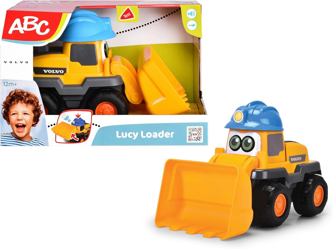 ABC - Baustellenfahrzeug Lucy Loader (25 cm) für Kinder ab 1 Jahr - grosser Volvo Radlader mit Bagge