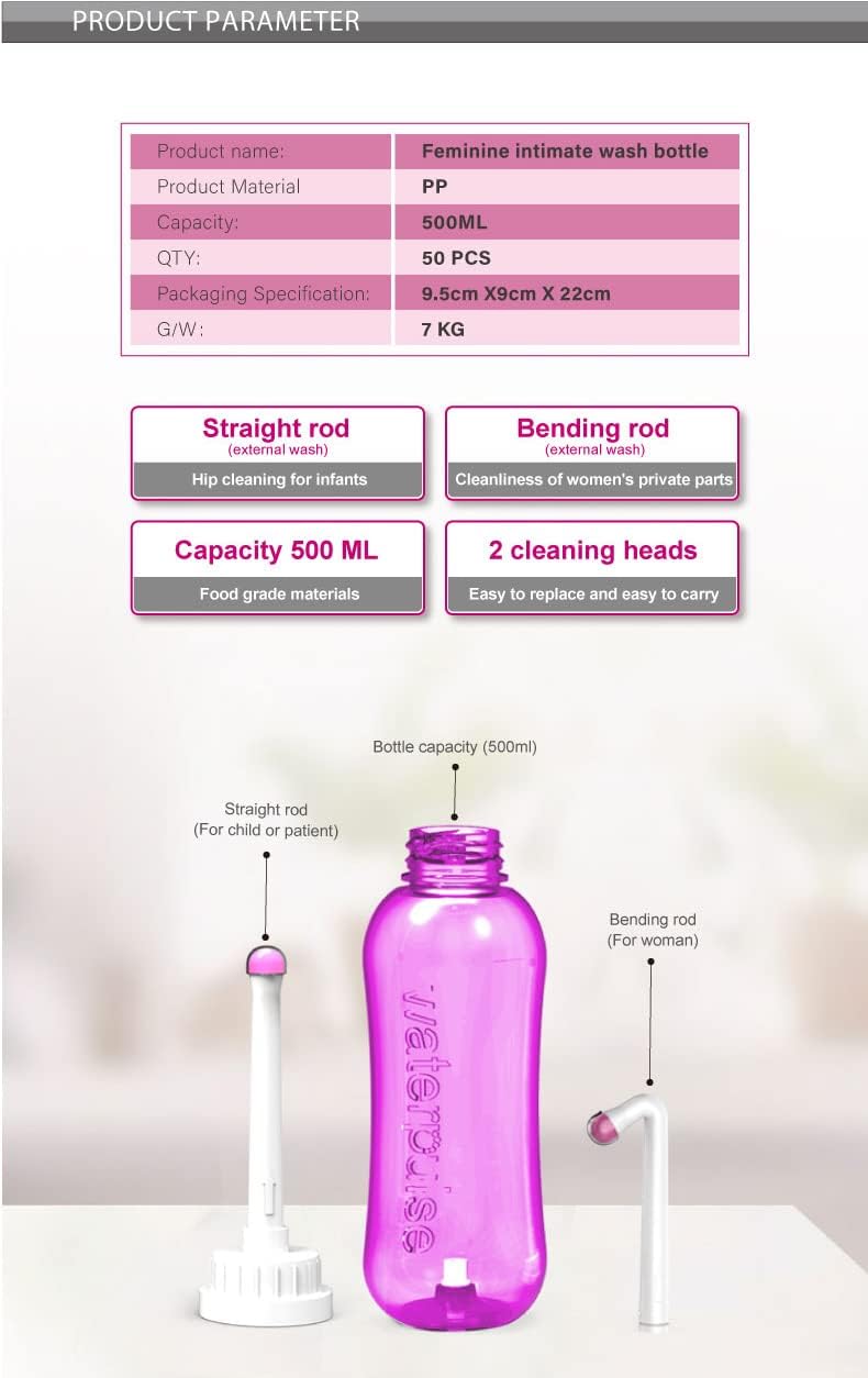 Waterpulse ED-550 SET 2 stück rosa und grün hand bidet Dusch-WC 500ml I mobiles Reise Bidet I Intimd