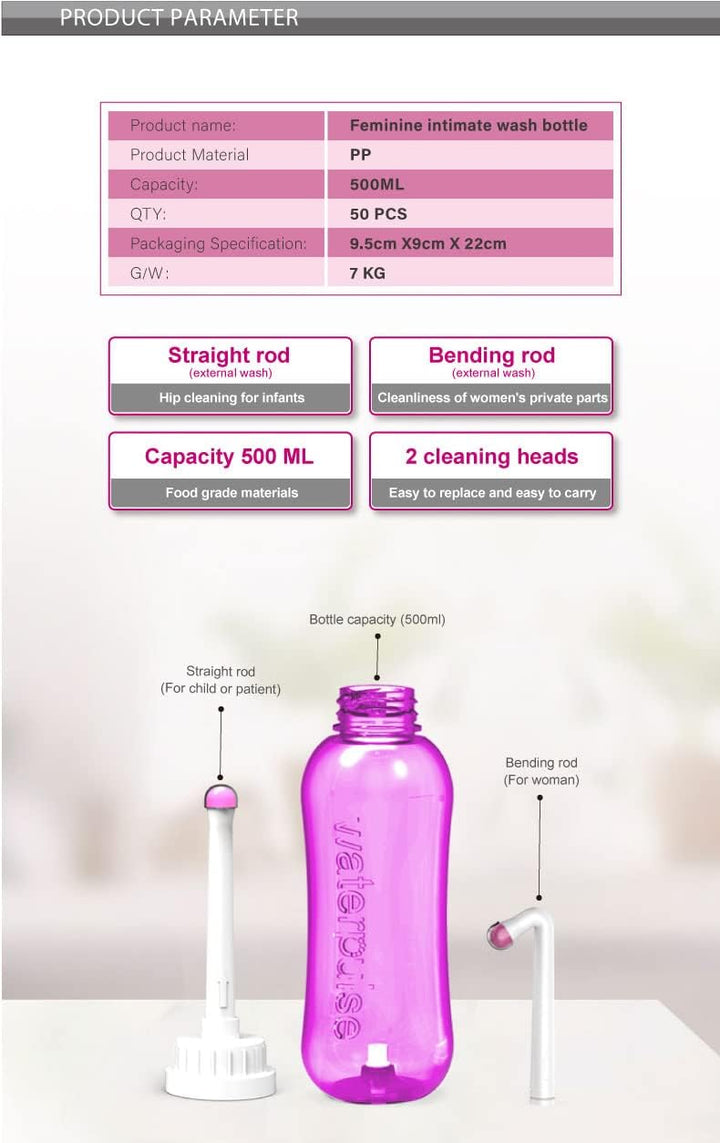 Waterpulse ED-550 SET 2 stück rosa und grün hand bidet Dusch-WC 500ml I mobiles Reise Bidet I Intimd