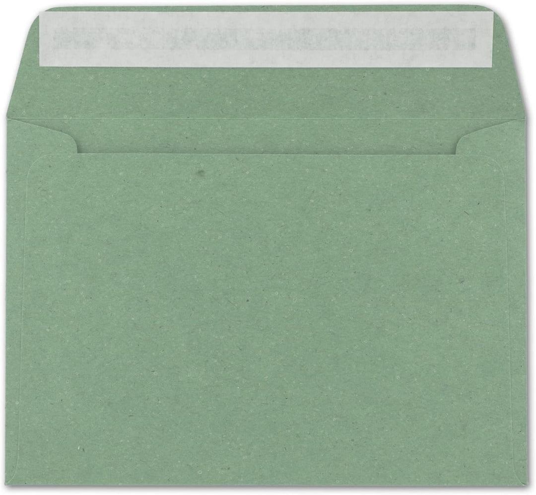 100x Vintage Umschläge in dunkelgrün (grün) - DIN B6 125 x 176 mm - 120 g/m² Kraftpapier Recycling U
