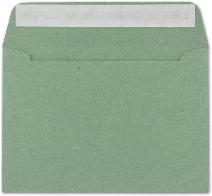 100x Vintage Umschläge in dunkelgrün (grün) - DIN B6 125 x 176 mm - 120 g/m² Kraftpapier Recycling U
