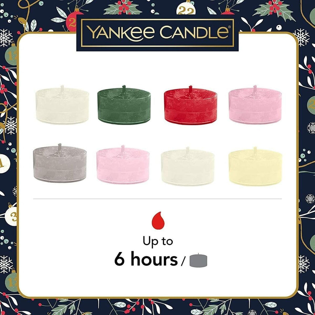 Yankee Candle Kranz-Adventskalender | Weihnachtsduftkerzen Geschenkset | 24 Teelichter & 1 Glas-Kerz