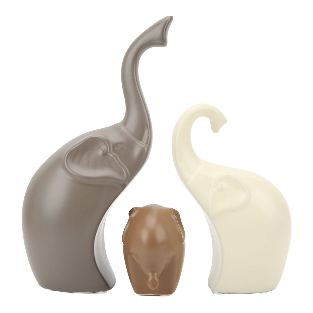 3 Stück Keramik Elefanten Figur Deko, 23cm Helle Farbe Moderner Stil Porzellan Elefant Statue, Feng