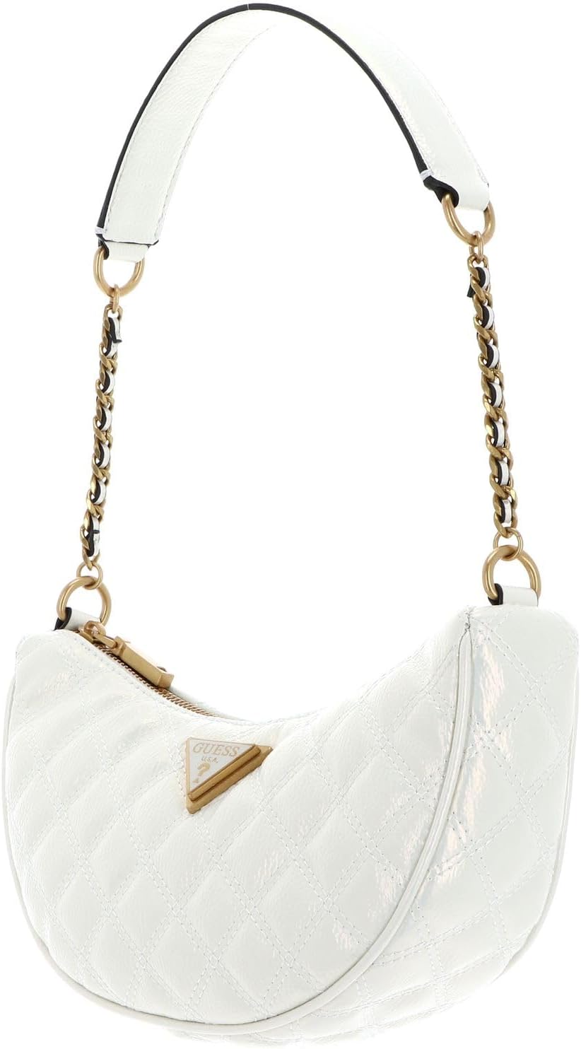 GUESS Damen Giully Top Zip Shoulder Schultertasche, Reissverschluss Oben, Elfenbein