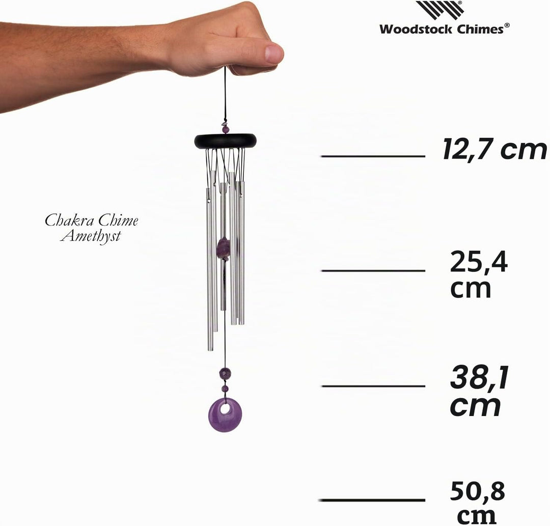 Woodstock Windspiel Chakra Chime, Silber, 46,9 cm Amethyst, Amethyst