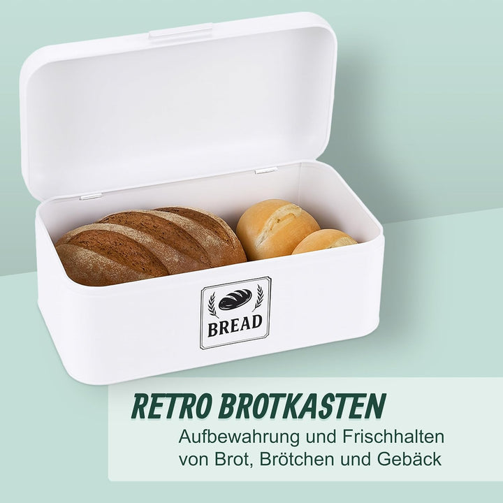 Relaxdays Brotkasten, Brotbox mit Deckel &amp; Griff, HBT: 16,5x30x19 cm, Brot aufbewahren, Brotkiste Re