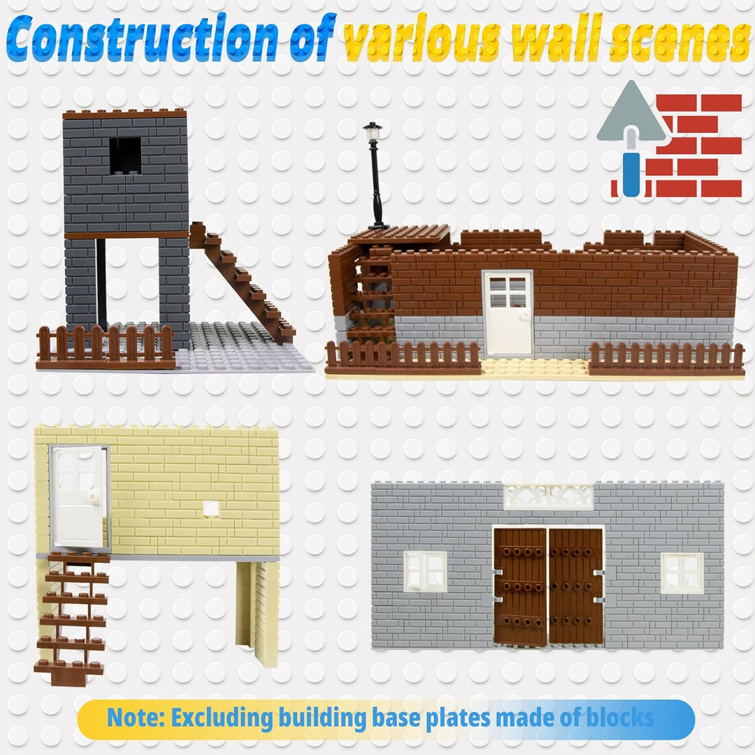 Cabeeskii 337 Stück Bausteine, Masonry Profile Bricks, Enthält Steine Fenster Türen Zäune Sets zubeh