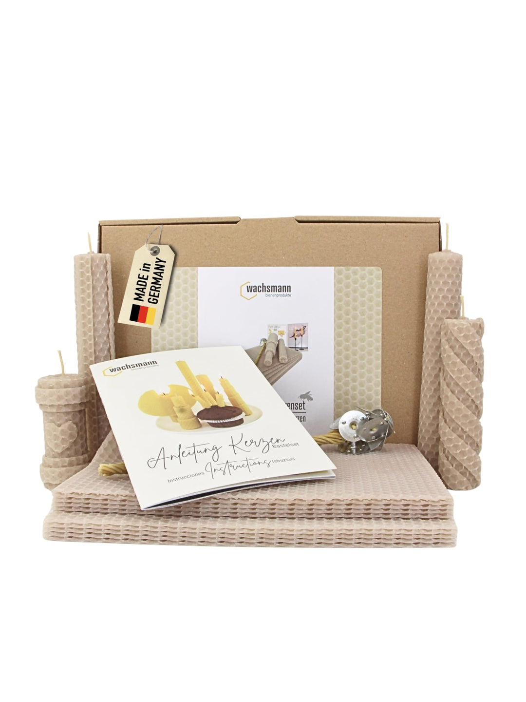 Wachsmann DIY Bienenwachs Kerzen Bastelset – Starterset für 10 Kerzen in vielen Farben – 100% reines