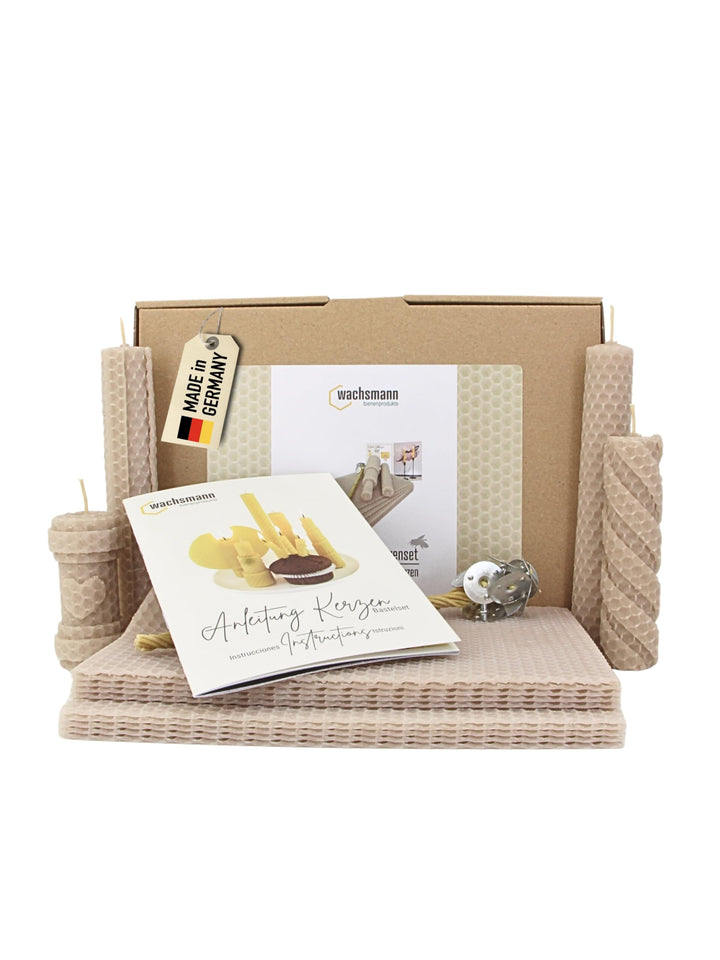 Wachsmann DIY Bienenwachs Kerzen Bastelset – Starterset für 10 Kerzen in vielen Farben – 100% reines