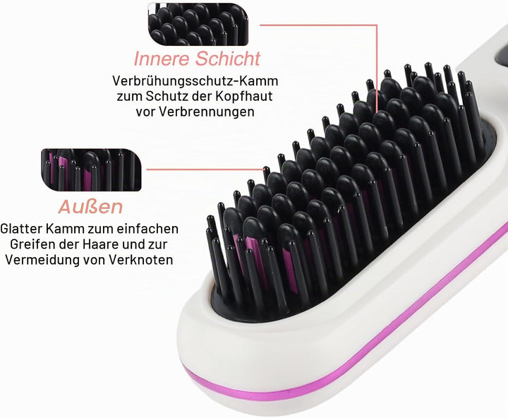Kabellos Stylingbürste Für Kurze Haare - Anti Gabel Elektrische Haarbürste, Glatter Gerader Glättbür